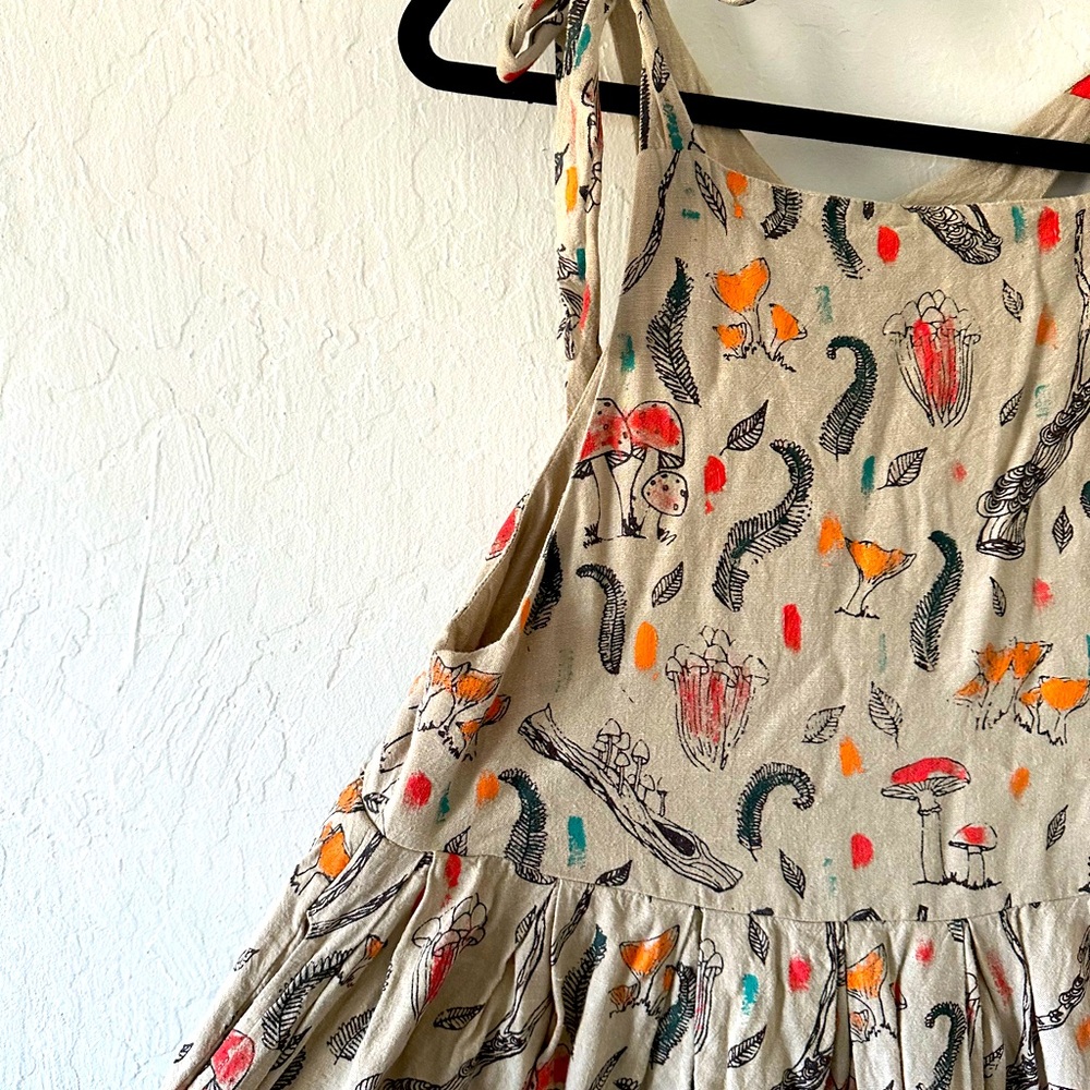 One of a Kind Hand Painted Fungi Print Dress